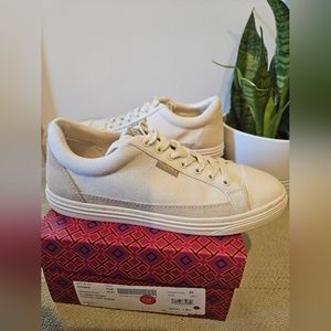 Tory Burch classic court canvas suede ivory